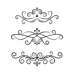 Hand drawn text dividers and graphic elements. Vector floral designs. Vintage ornament divider set.Hand drawn border collection for invitation,poster,banner.Retro decoration vector collection
