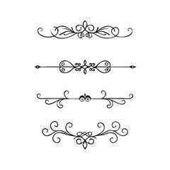 Hand drawn text dividers and graphic elements. Vector floral designs. Vintage ornament divider set.Hand drawn border collection for invitation,poster,banner.Retro decoration vector collection

