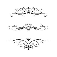 Hand drawn text dividers and graphic elements. Vector floral designs. Vintage ornament divider set.Hand drawn border collection for invitation,poster,banner.Retro decoration vector collection
