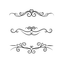 Hand drawn text dividers and graphic elements. Vector floral designs. Vintage ornament divider set.Hand drawn border collection for invitation,poster,banner.Retro decoration vector collection
