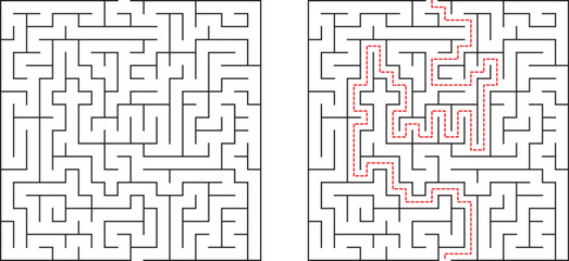 Complex Maze Puzzle Solution Path, Labyrinth, Game, Challenge, Problem Solving, Brain Teaser, Visual