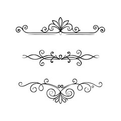 Hand drawn text dividers and graphic elements. Vector floral designs. Vintage ornament divider set.Hand drawn border collection for invitation,poster,banner.Retro decoration vector collection
