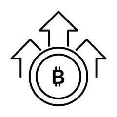 Bitcoin price increase icon with simple and modern design for cryptocurrency web isolated on transparent background