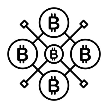 Bitcoin blockchain icon with simple and modern design isolated on transparent background