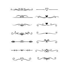 Hand drawn text dividers and graphic elements. Vector floral designs. Vintage ornament divider set.Hand drawn border collection for invitation,poster,banner.Retro decoration vector collection
