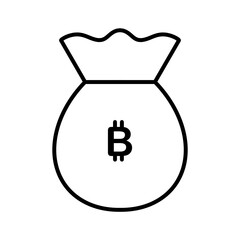 Bitcoin bag line icon with simple and modern design for cryptocurrency web isolated on transparent background