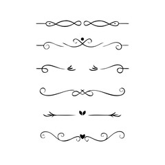 Fototapeta premium Hand drawn text dividers and graphic elements. Vector floral designs. Vintage ornament divider set.Hand drawn border collection for invitation,poster,banner.Retro decoration vector collection 