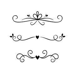 Hand drawn text dividers and graphic elements. Vector floral designs. Vintage ornament divider set.Hand drawn border collection for invitation,poster,banner.Retro decoration vector collection
