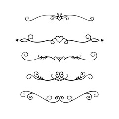 Obraz premium Hand drawn text dividers and graphic elements. Vector floral designs. Vintage ornament divider set.Hand drawn border collection for invitation,poster,banner.Retro decoration vector collection 