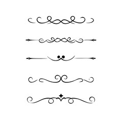 Obraz premium Hand drawn text dividers and graphic elements. Vector floral designs. Vintage ornament divider set.Hand drawn border collection for invitation,poster,banner.Retro decoration vector collection 