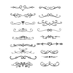 Hand drawn text dividers and graphic elements. Vector floral designs. Vintage ornament divider set.Hand drawn border collection for invitation,poster,banner.Retro decoration vector collection
