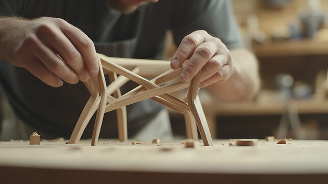 Craftsman Assembling Wooden Structure - Powered by Adobe