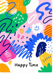 Happy Time Abstract Colorful Shapes Background