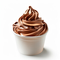 ice cream soft serve Coffee swirl , served in plain white paper cup, white isolated background, clean dessert mockup 