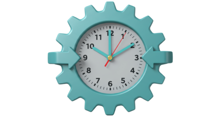Isolated Clock with Gear Shape