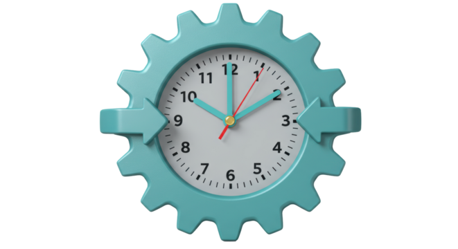 Isolated Clock with Gear Shape