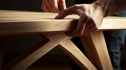 Craftsman Assembling a Wooden Table