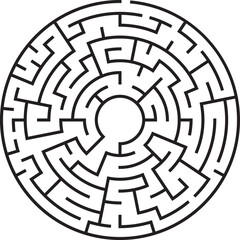 Circular Maze Puzzle Labyrinth Challenge, Concentric Paths, Brain Teaser