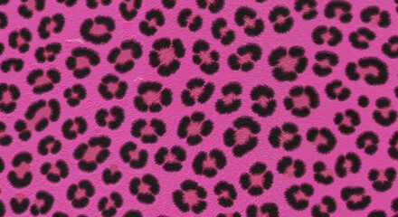Leopard print pattern in pink and black colors on fabric  
