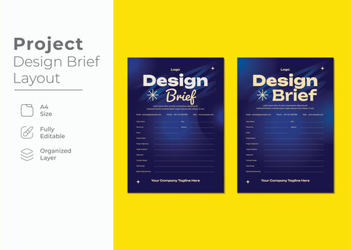 Navy Blue and Gold Utilitarian A4 Design Project Brief Template for Creative Companies