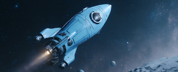 blue rocket, AI generated