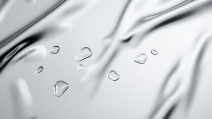 Water droplets on smooth metallic surface create an elegant and reflective composition in a clean and minimalistic setting