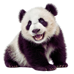 Baby Panda Hugging Bamboo - Isolated PNG