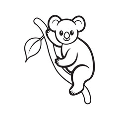 Koala Swinging On Branch Silhouette Vector