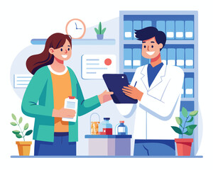 Pharmacist and Patient Consultation. Healthcare and Medical Advice