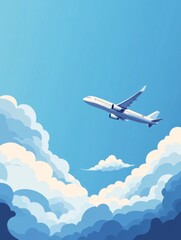Fototapeta premium Airplane climbing through clouds in the sky