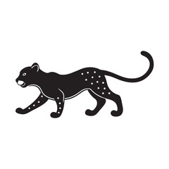 Sprinting Cheetah Cub Silhouette Vector Art