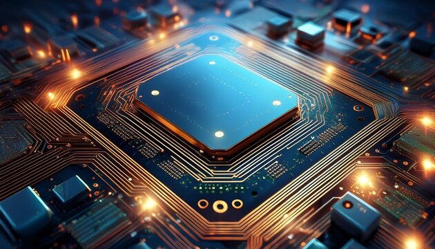 printed circuit board background featuring a close up of lga package cpu ic