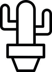 Outline potted cactus and succulent icon for home decor themes