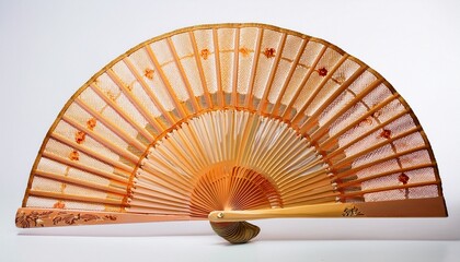 light orange regency era fan on a white background