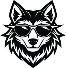 Obraz premium Wolf head tattoo, Wolf head Vector illustration. Wolf Vintage Logo Stock Vector. on white background wolf sunclass funny vector wolf smart logo