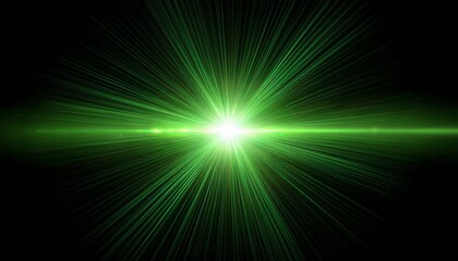Fototapeta premium lens flare with a single green light source on black background highlights sun green lens flare