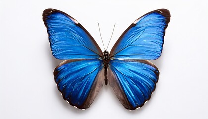 Fototapeta premium nature s beauty vibrant blue butterfly exhibit under natural light isolated on white background