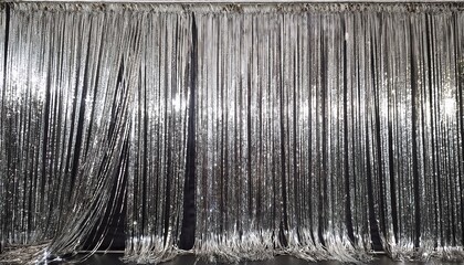 shiny silver tinsel curtains reflect light creating a shine or shine effect