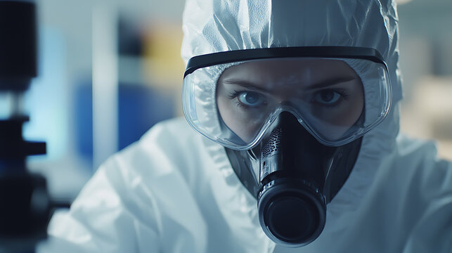 Scientist in Protective Gear in Laboratory