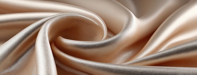 White silk fabric showcases soft waves and creases against a beige background, ideal for fashion design concepts and materials