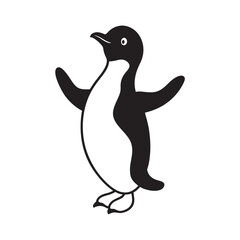 Dancing Penguin On Ice Silhouette Vector