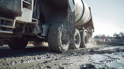 Concrete Mixer Truck on Construction Site