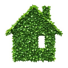 Green leaf house design isolated on white background
