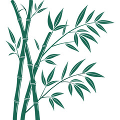 Green bamboo stalks and leaves