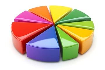 Obraz premium 3D icon of a pie chart with sliced segments in different colors