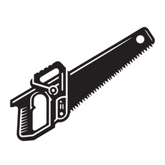 Black Hacksaw Silhouette Vector, High Quality Illustration on White Background