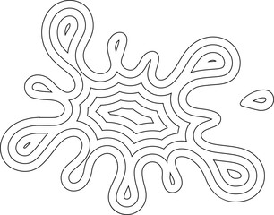 Tiny petal-like splash element with concentric ink contours showing fine radial ink dispersion in compact form.
