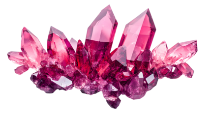Cluster formation of magenta amethyst crystals, cut out transparent