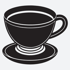 tea cup silhouette vector art illustration, black coffee cup