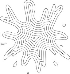 Concentric starburst structure created with jagged grunge textures and pointed ink lines radiating outward.